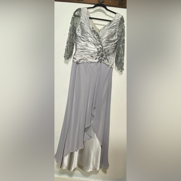 My queen silver FORMAL MODEST MOTHER OF THE BRIDE GROOM DRESS M - Picture 15 of 15